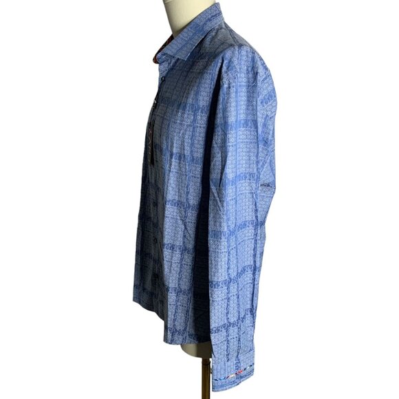ENVY Button Up Long Sleeve Shirt XL Blue Southwestern Flip Cuff Collar NEW - Picture 3 of 7